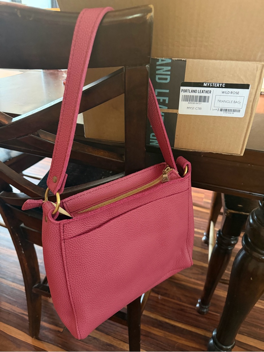 Portland Leather Triangle Shoulder Bag - Wild Rose Pink